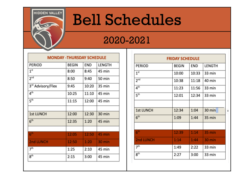 Bell Schedule Hidden Valley Middle